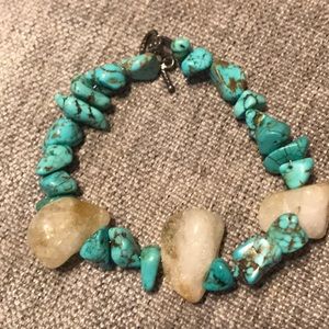 Vintage Turquoise and Quartz Bracelet